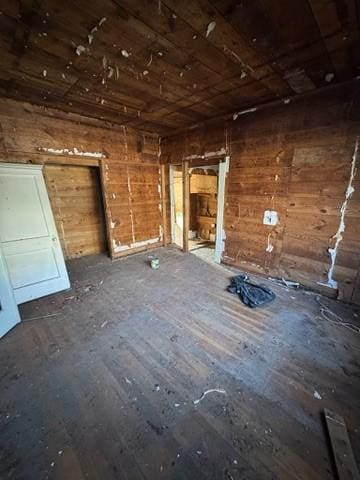 miscellaneous room featuring wood walls