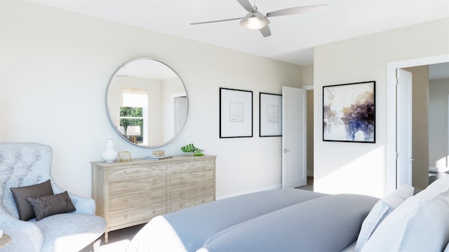 bedroom featuring ceiling fan