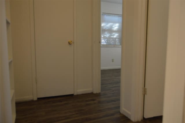 hall with dark hardwood / wood-style floors