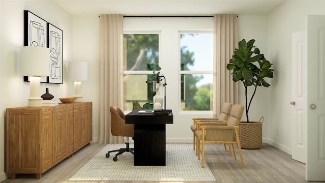 sitting room with light wood-type flooring