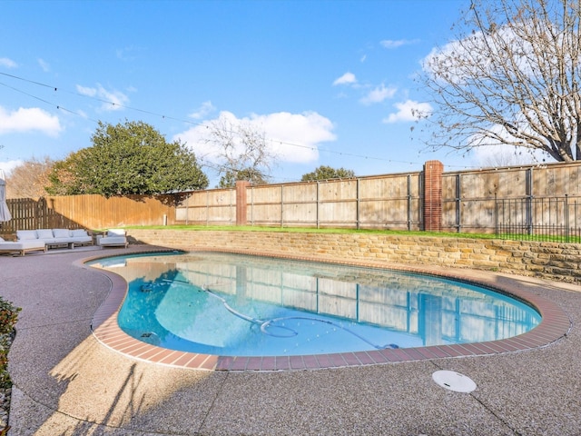 view of swimming pool featuring a patio and an outdoor hangout area