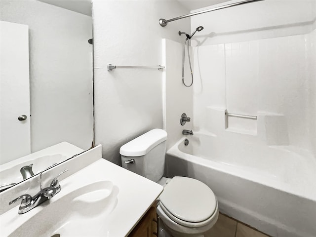 full bathroom featuring tile patterned flooring, toilet, vanity, and shower / bath combination