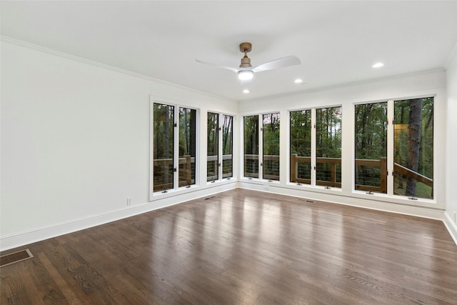 interior space featuring ceiling fan