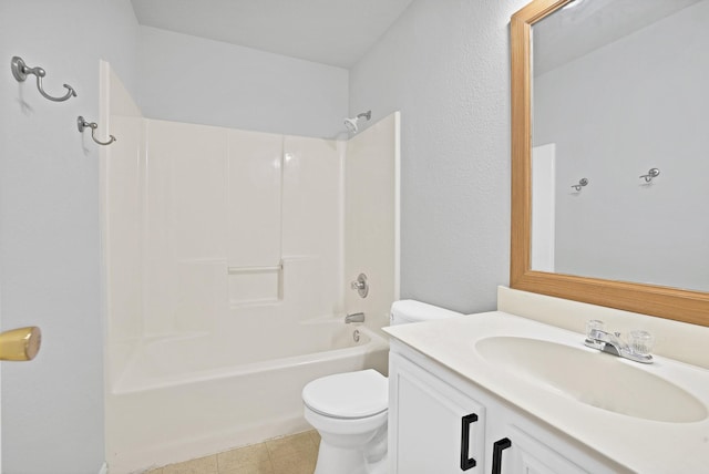 full bathroom featuring vanity, toilet, and washtub / shower combination