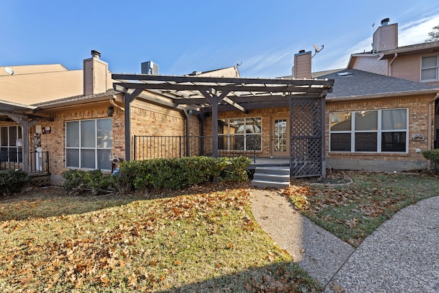 exterior space featuring a porch and a pergola