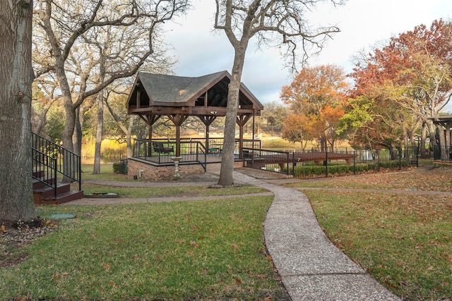 view of home's community featuring a gazebo and a yard