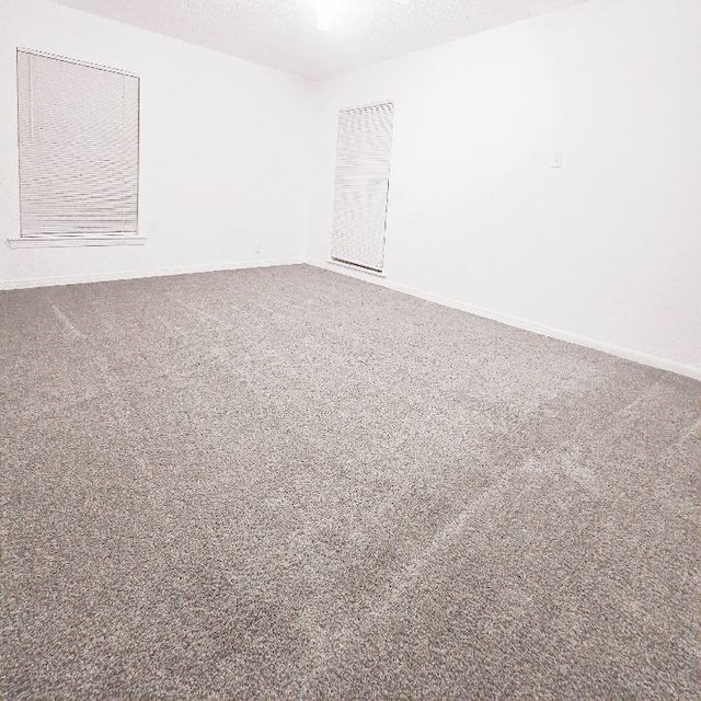 unfurnished room with carpet flooring and a textured ceiling