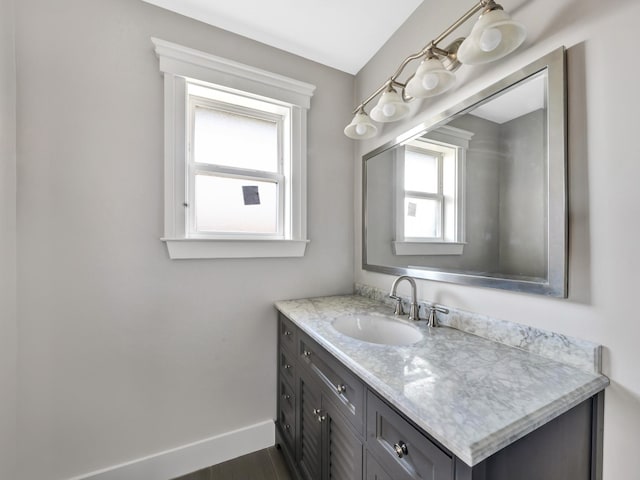 bathroom featuring a wealth of natural light and vanity