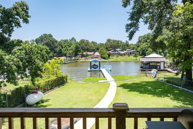 water view with a dock