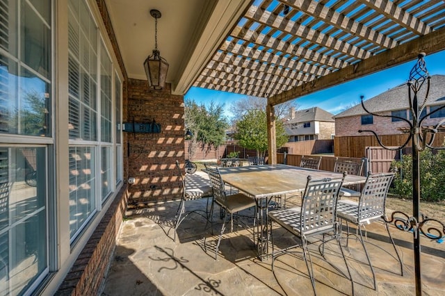 view of patio featuring a pergola