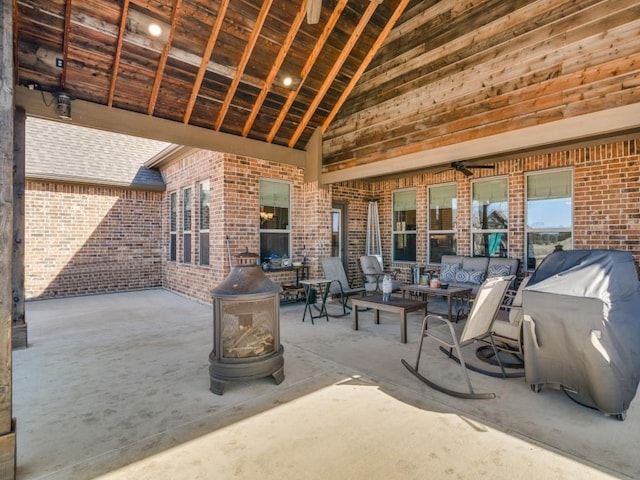 view of patio / terrace with grilling area and an outdoor hangout area