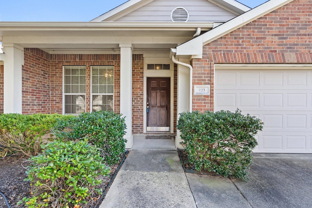 entrance to property with a garage