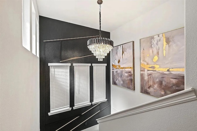 interior details with a chandelier