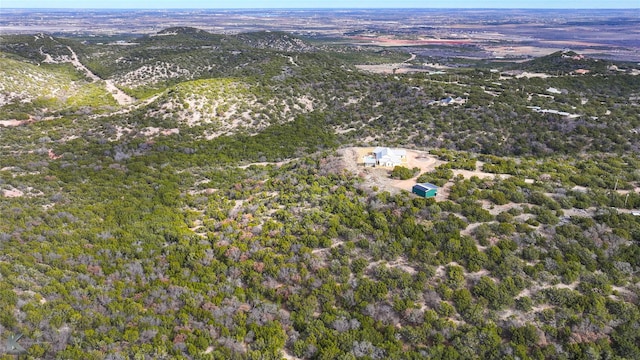 drone / aerial view featuring a mountain view