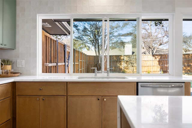 kitchen with sink, dishwasher, and backsplash