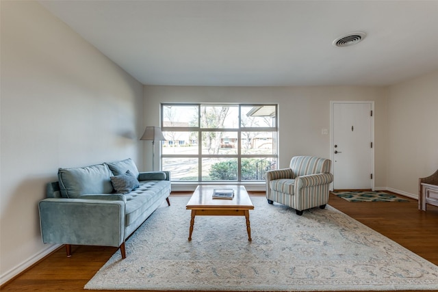 living room featuring hardwood / wood-style flooring