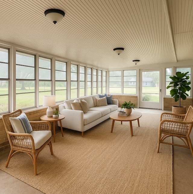 1911 College St, Gainesville, TX 76240 - sunroom featuring healthy amount of natural light, wooden ceiling, and carpet