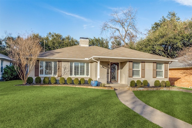 ranch-style house featuring a front lawn