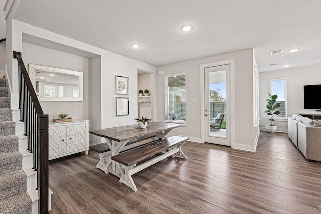 dining room featuring dark wood-type flooring