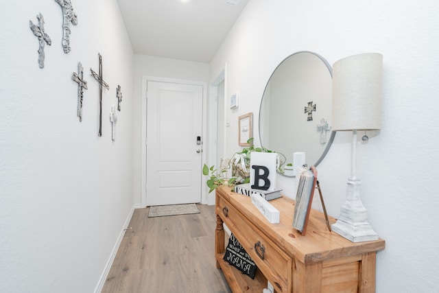 interior space with light hardwood / wood-style flooring