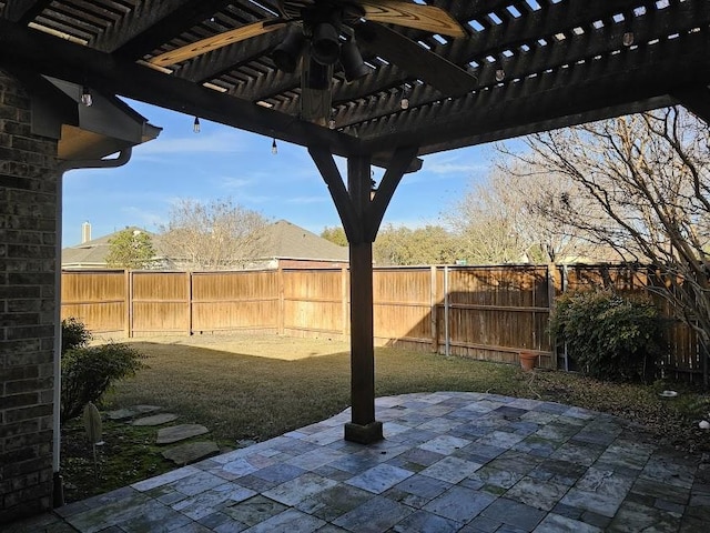 view of patio featuring a pergola