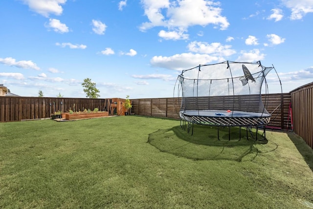 view of yard with a trampoline