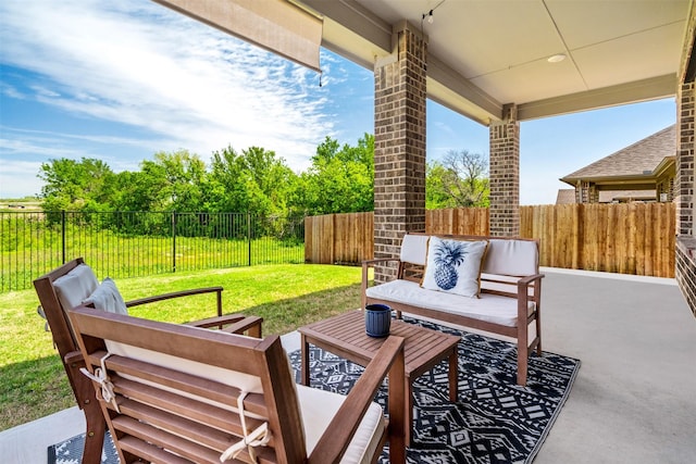 view of patio with an outdoor living space