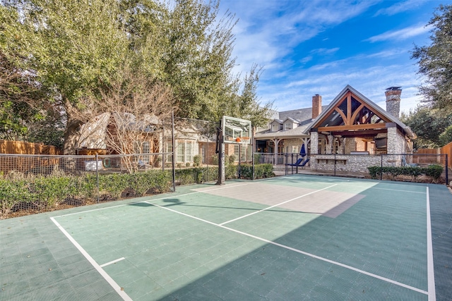 view of basketball court featuring a gazebo