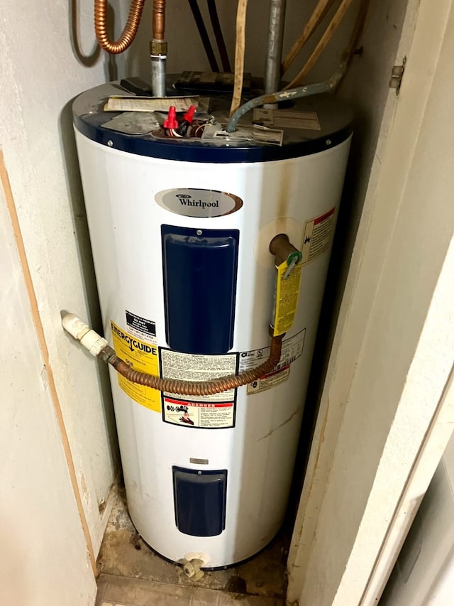 utility room with electric water heater