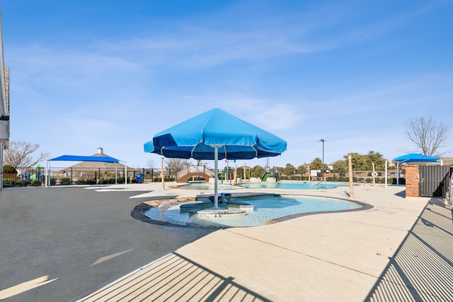 view of pool featuring a patio