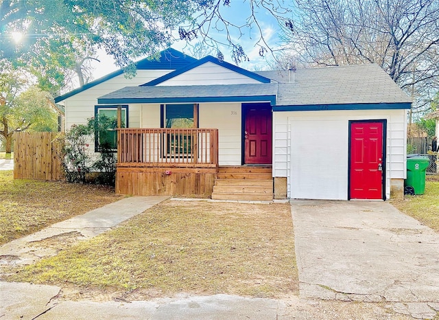 view of front of property with a porch