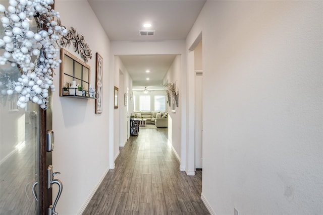 hall featuring hardwood / wood-style floors