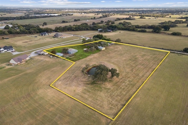 bird's eye view with a rural view