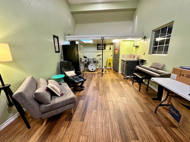 living room with light wood-type flooring