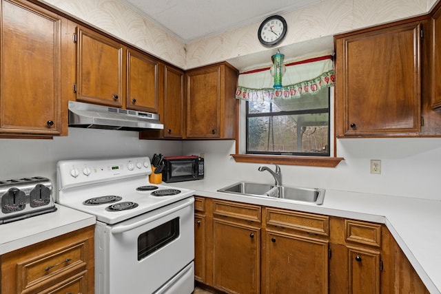 kitchen with sink and electric stove