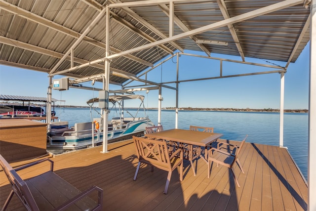 view of dock featuring a water view