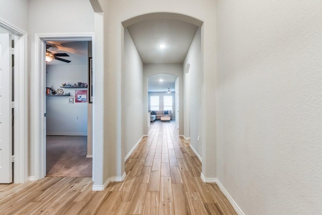 hall featuring light hardwood / wood-style flooring