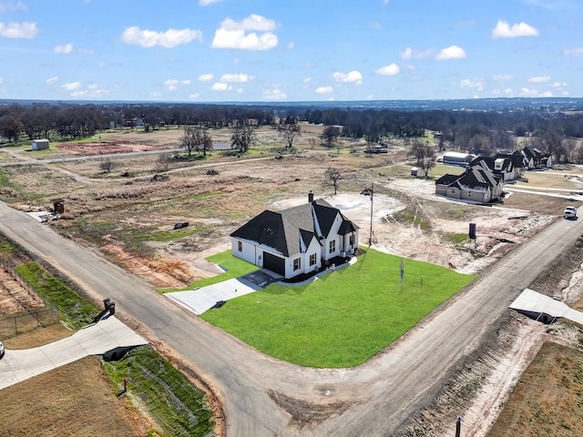 drone / aerial view with a rural view