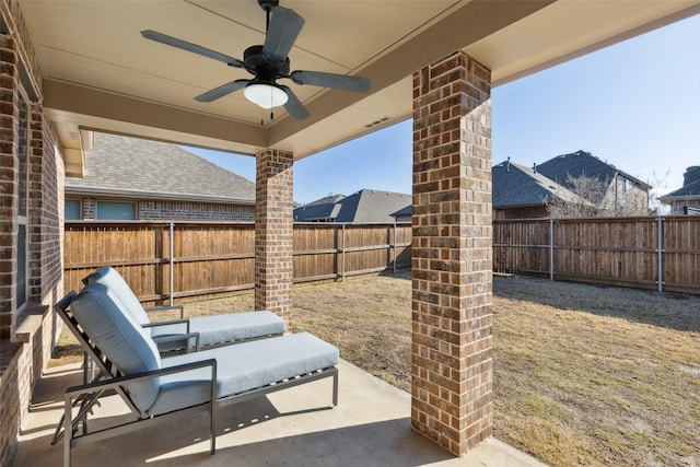 view of patio with ceiling fan