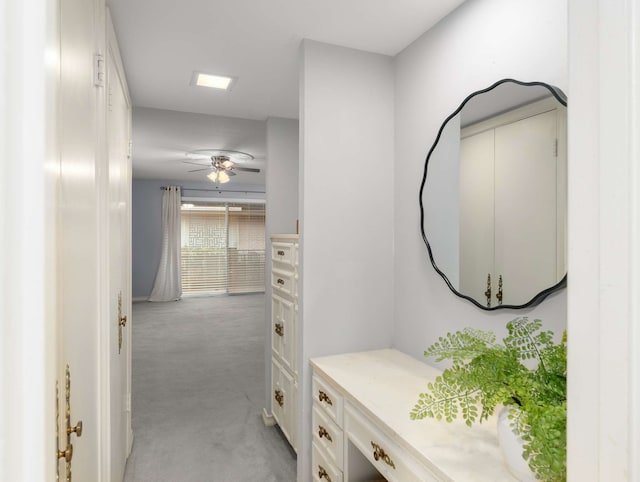 bathroom featuring vanity and ceiling fan