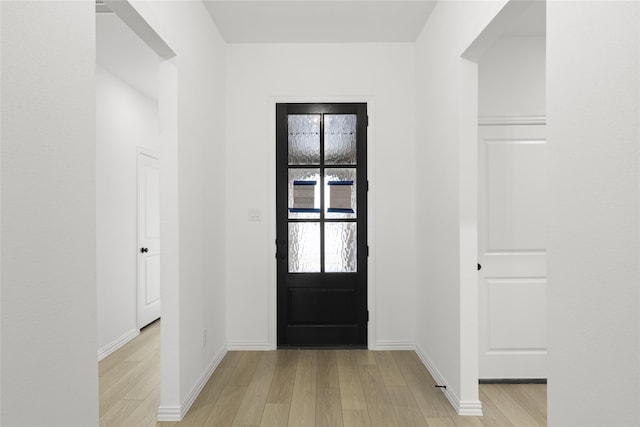 entryway with light wood-type flooring