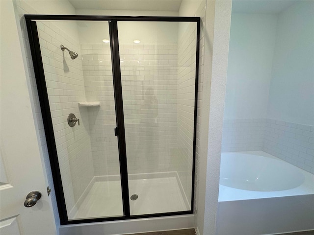 bathroom with plus walk in shower