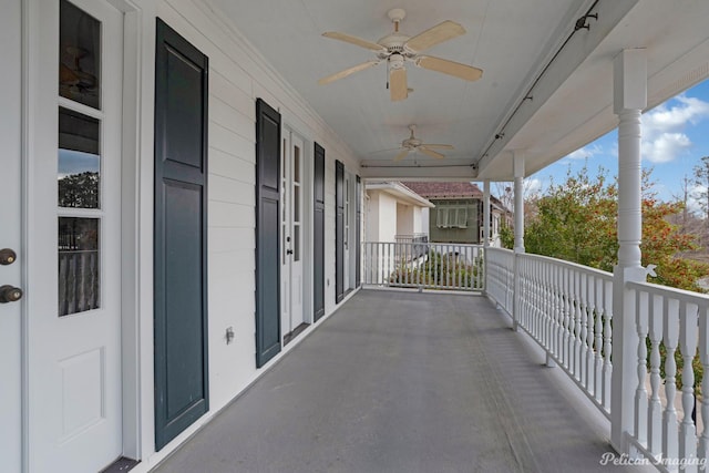 balcony with ceiling fan