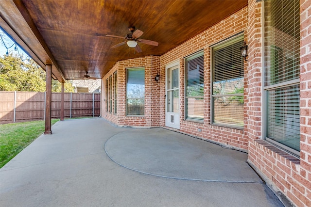 view of patio / terrace with ceiling fan