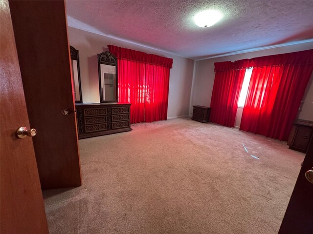 carpeted spare room with a textured ceiling