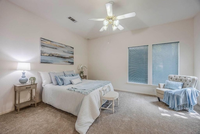 bedroom with carpet floors and ceiling fan