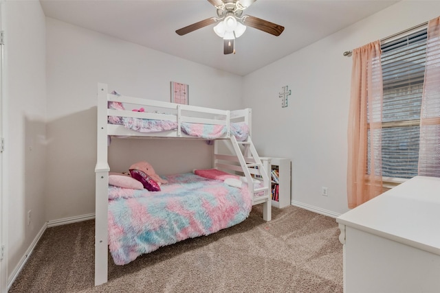 bedroom with carpet floors and ceiling fan