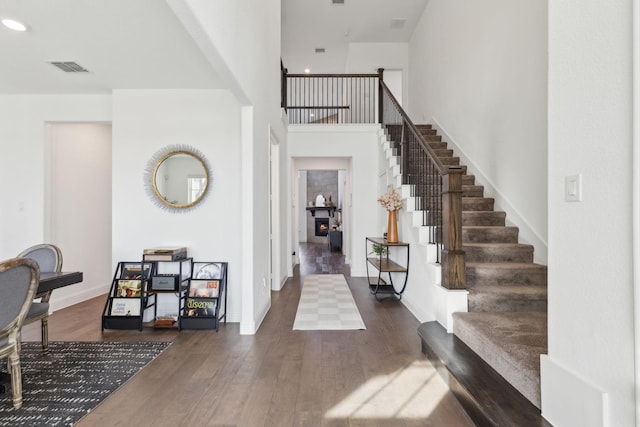 entryway featuring dark wood-type flooring