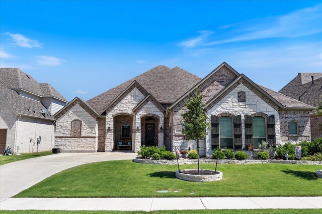 french country style house with a front yard