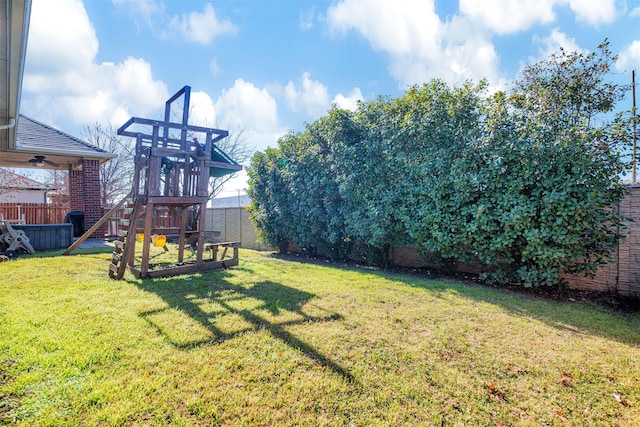 view of yard featuring a playground